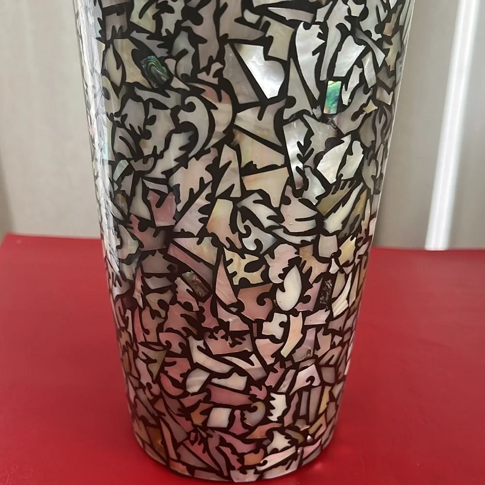 Elegant Mosaic Vase with Gold Accents